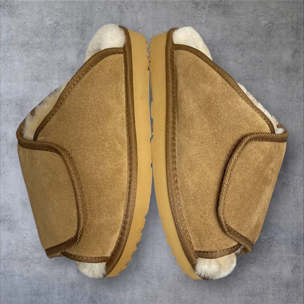 The Vermont Country Store Australian Shearling Leather Scuff Slippers Mens 10